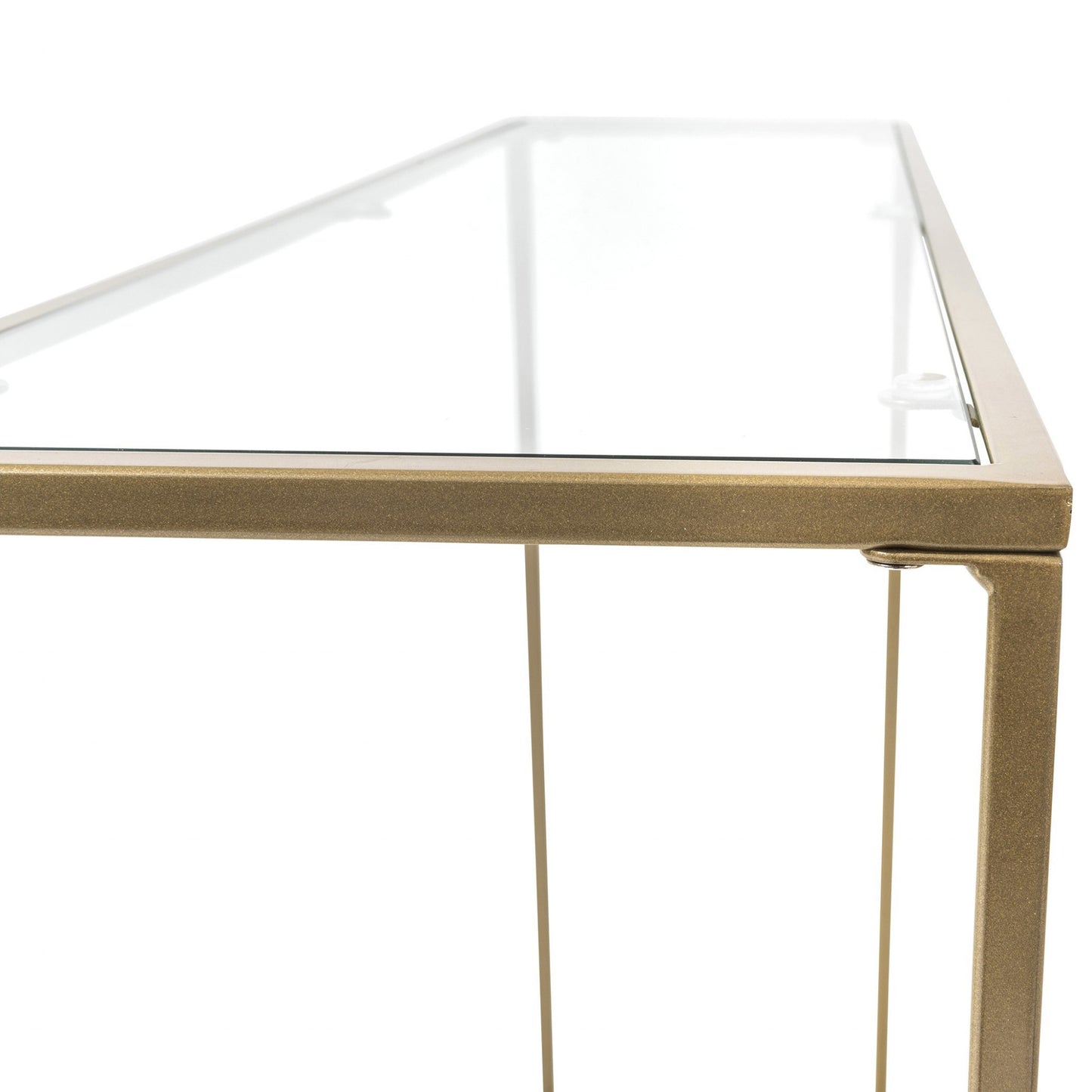 Minimalist Clear Glass and Gold Console Table By Homeroots | Console Tables | Modishstore - 4