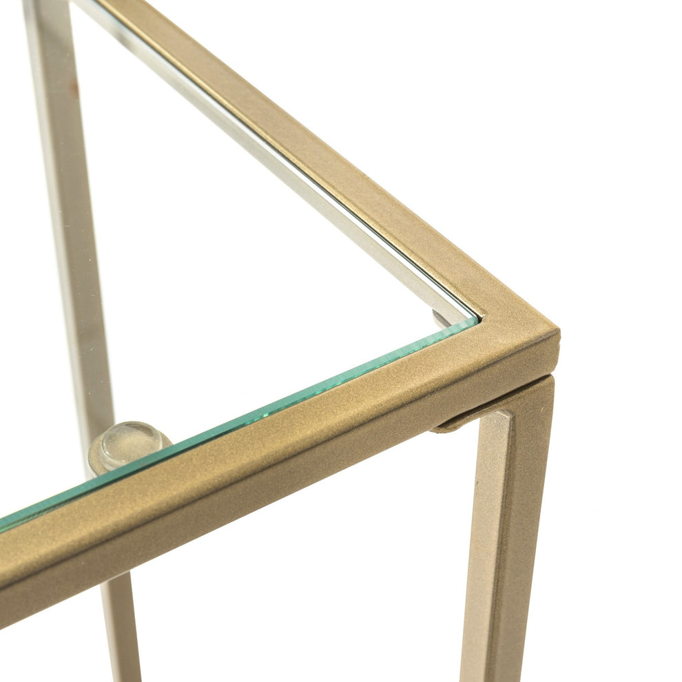 Minimalist Clear Glass and Gold Console Table By Homeroots | Console Tables | Modishstore - 5