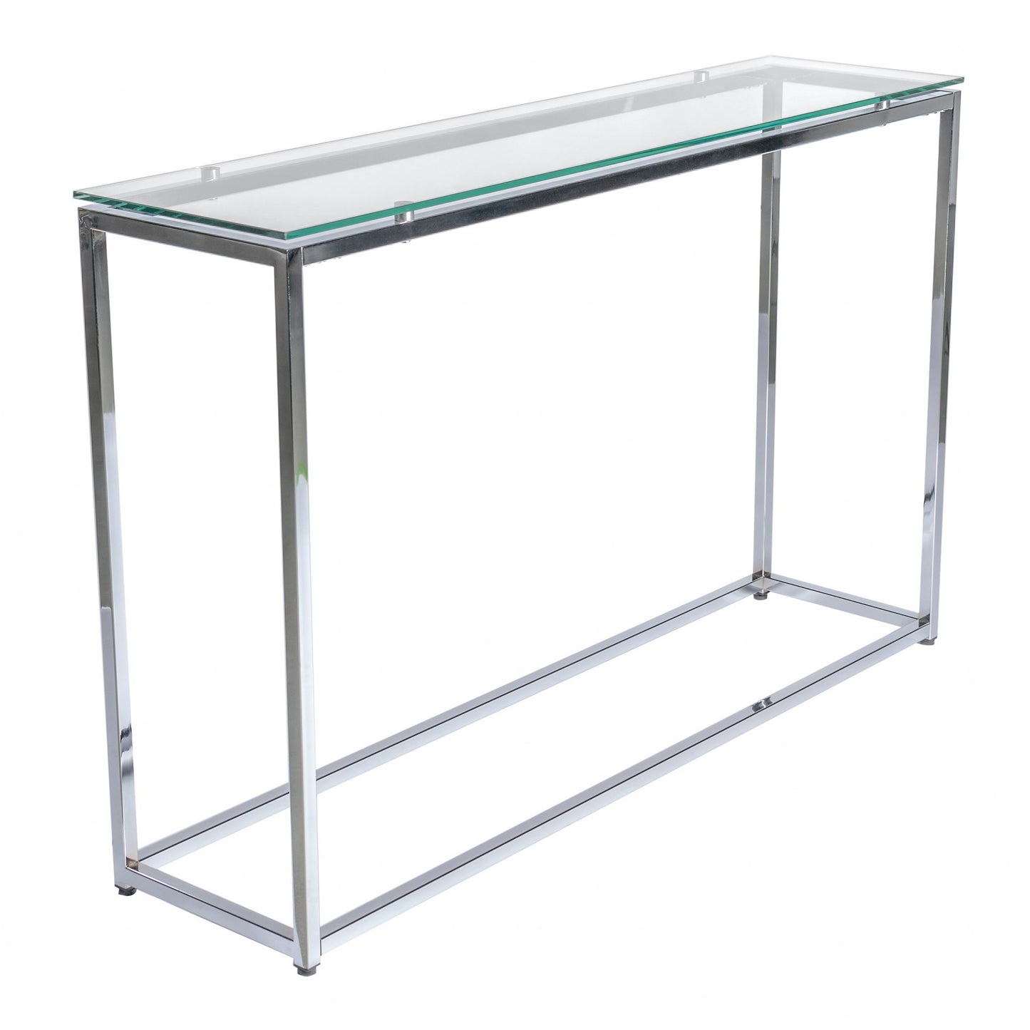 Geo XL Rectangle Clear Glass and Chrome Console Table By Homeroots