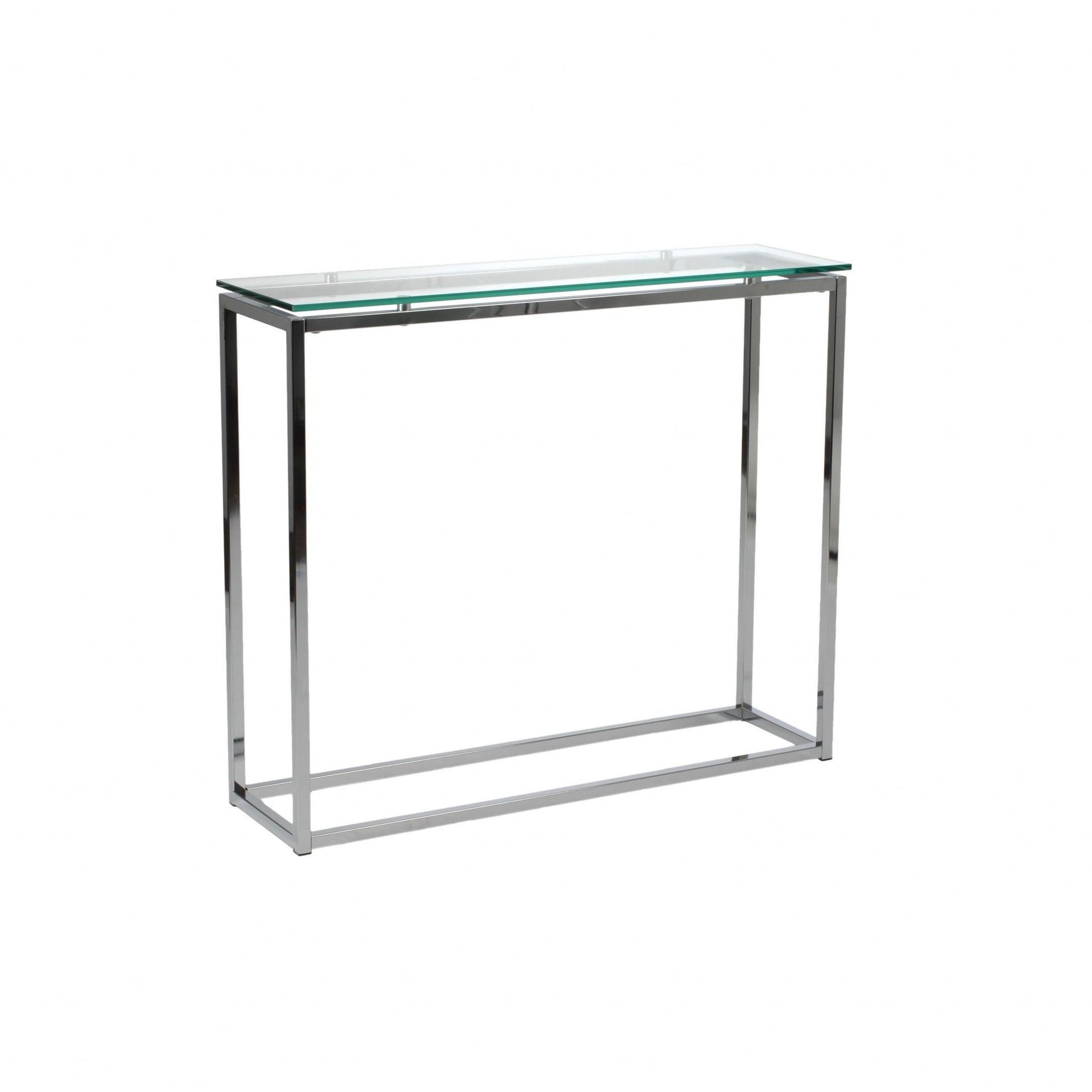 Geo Rectangle Clear Glass and Chrome Console Table By Homeroots | Console Tables | Modishstore - 3