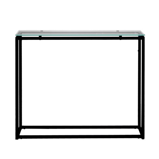 Geo Rectangle Clear Glass and Black Console Table By Homeroots