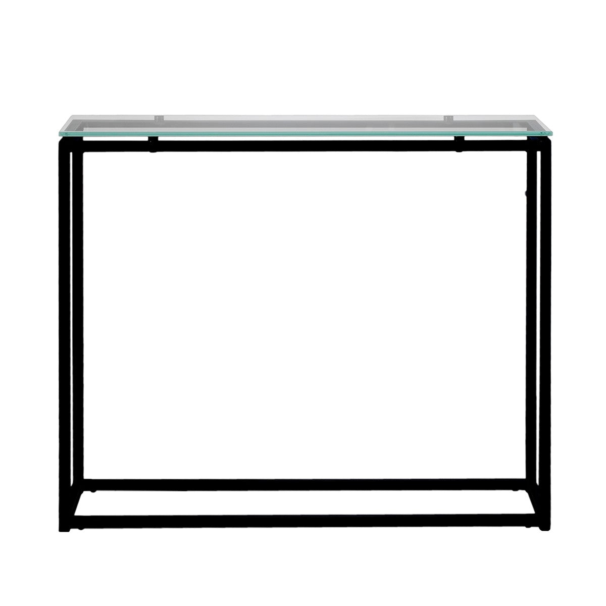 Geo Rectangle Clear Glass and Black Console Table By Homeroots | Console Tables | Modishstore