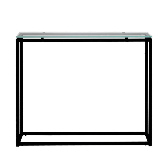 Geo Rectangle Clear Glass and Black Console Table By Homeroots | Console Tables | Modishstore