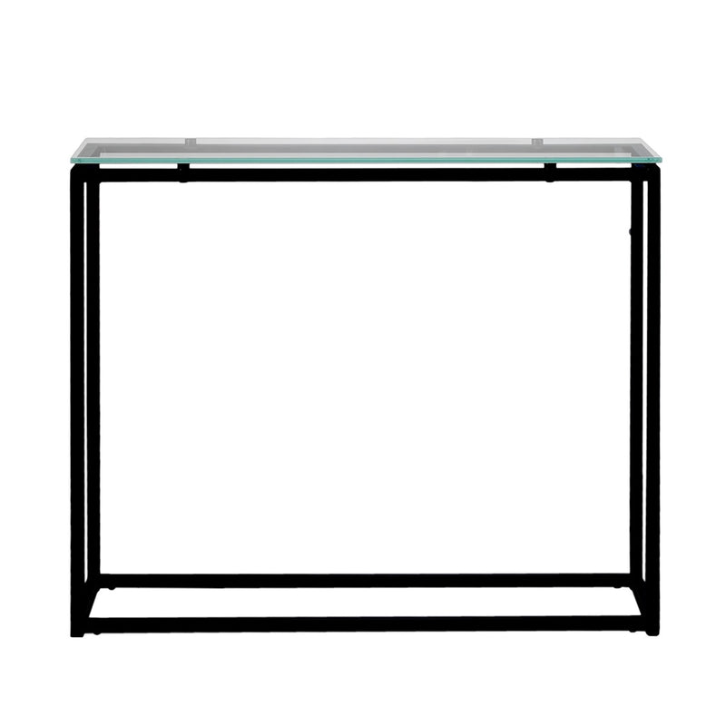 Geo Rectangle Clear Glass and Black Console Table By Homeroots | Console Tables | Modishstore