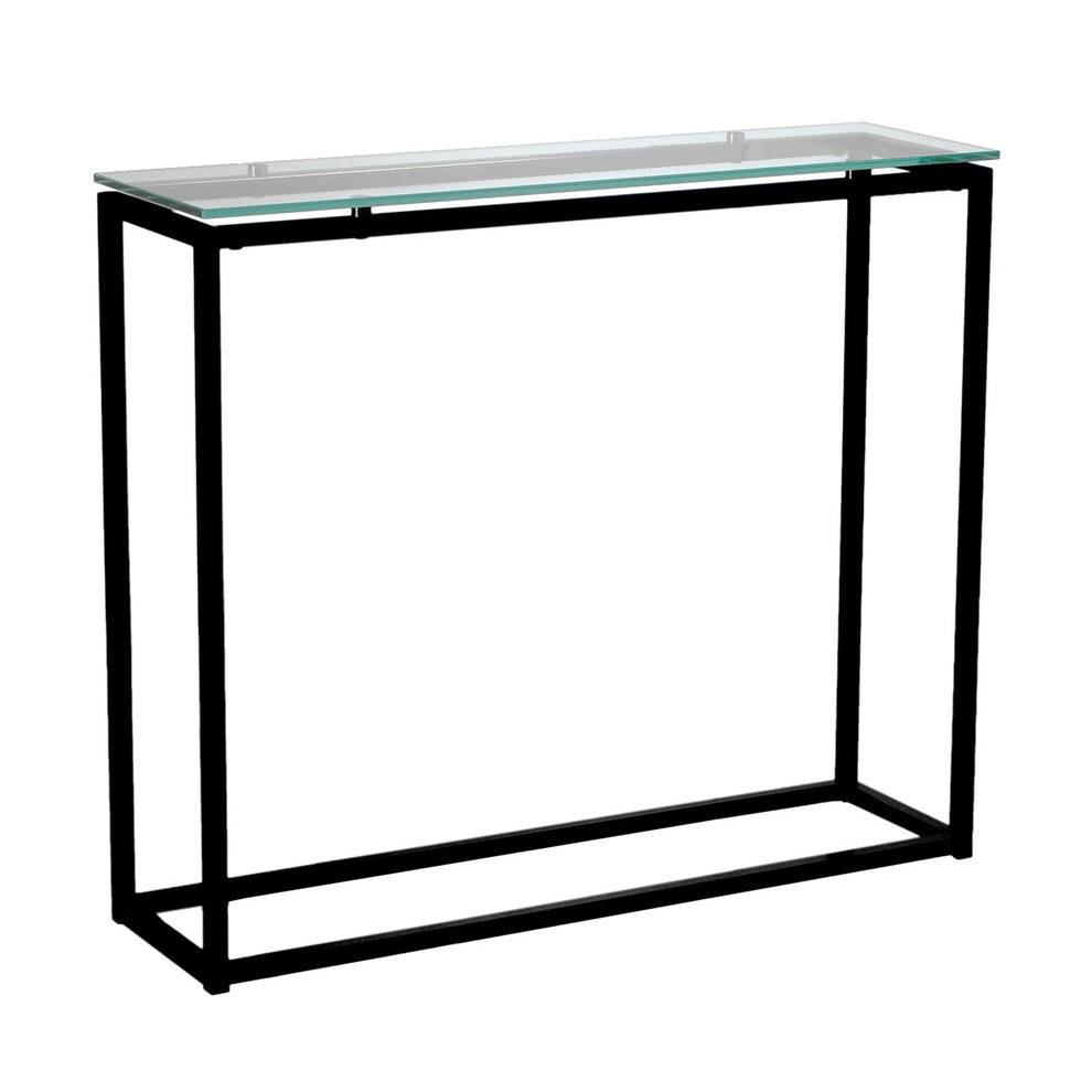 Geo Rectangle Clear Glass and Black Console Table By Homeroots | Console Tables | Modishstore - 2