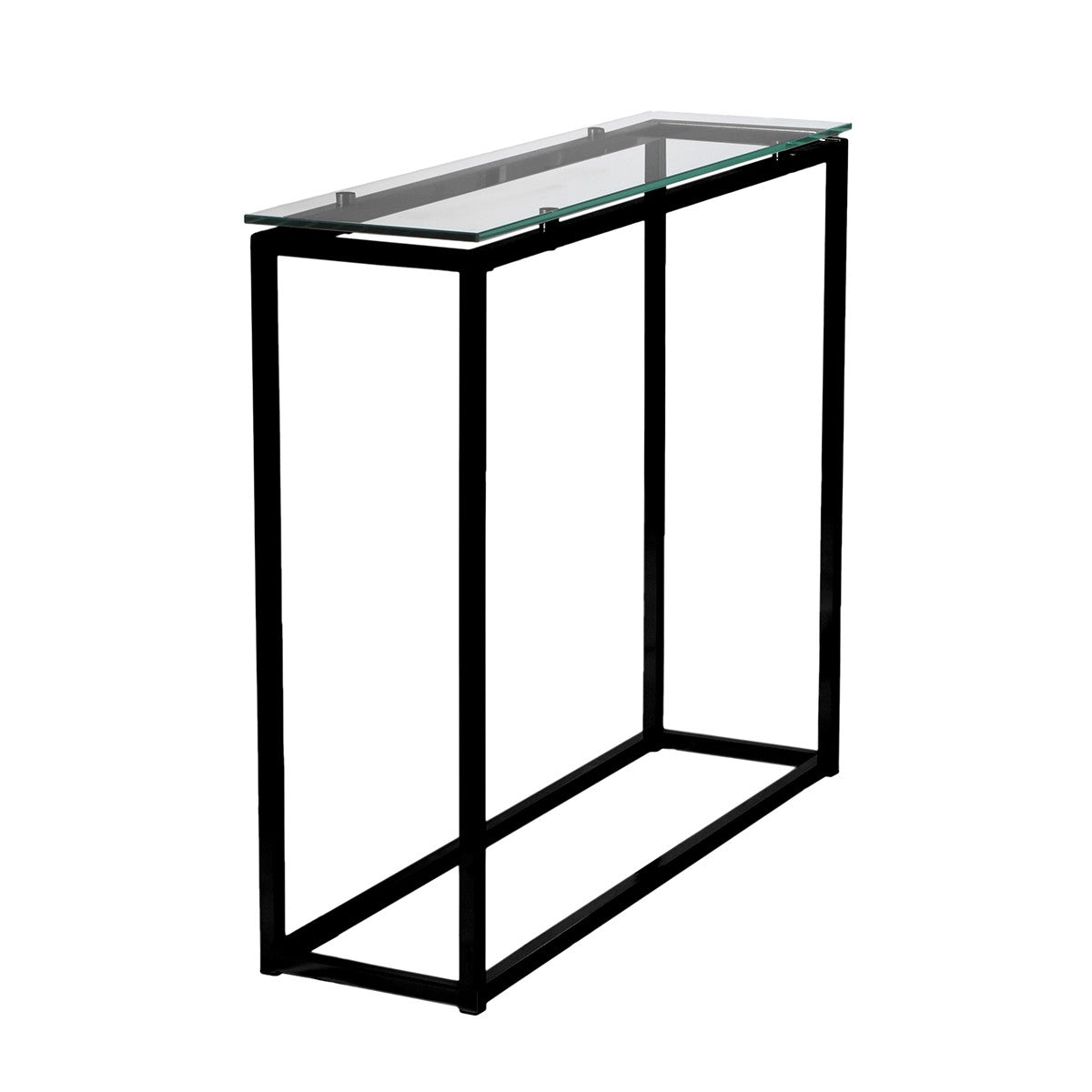 Geo Rectangle Clear Glass and Black Console Table By Homeroots