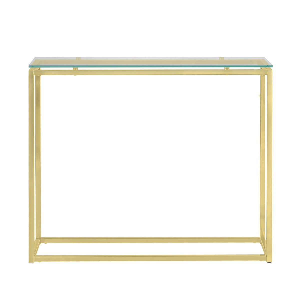 Geo Rectangle Clear Glass and Gold Console Table By Homeroots | Console Tables | Modishstore