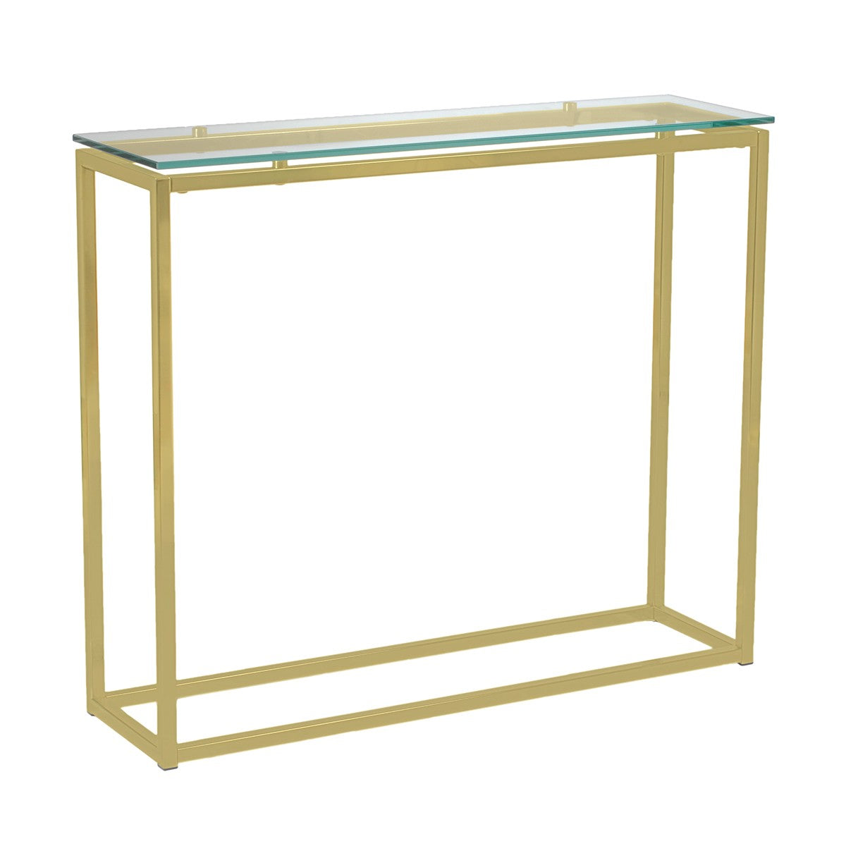 Geo Rectangle Clear Glass and Gold Console Table By Homeroots | Console Tables | Modishstore - 2