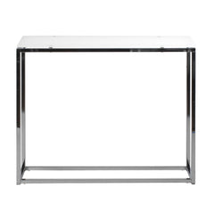 Geo Rectangle White Glass and Chrome Console Table By Homeroots