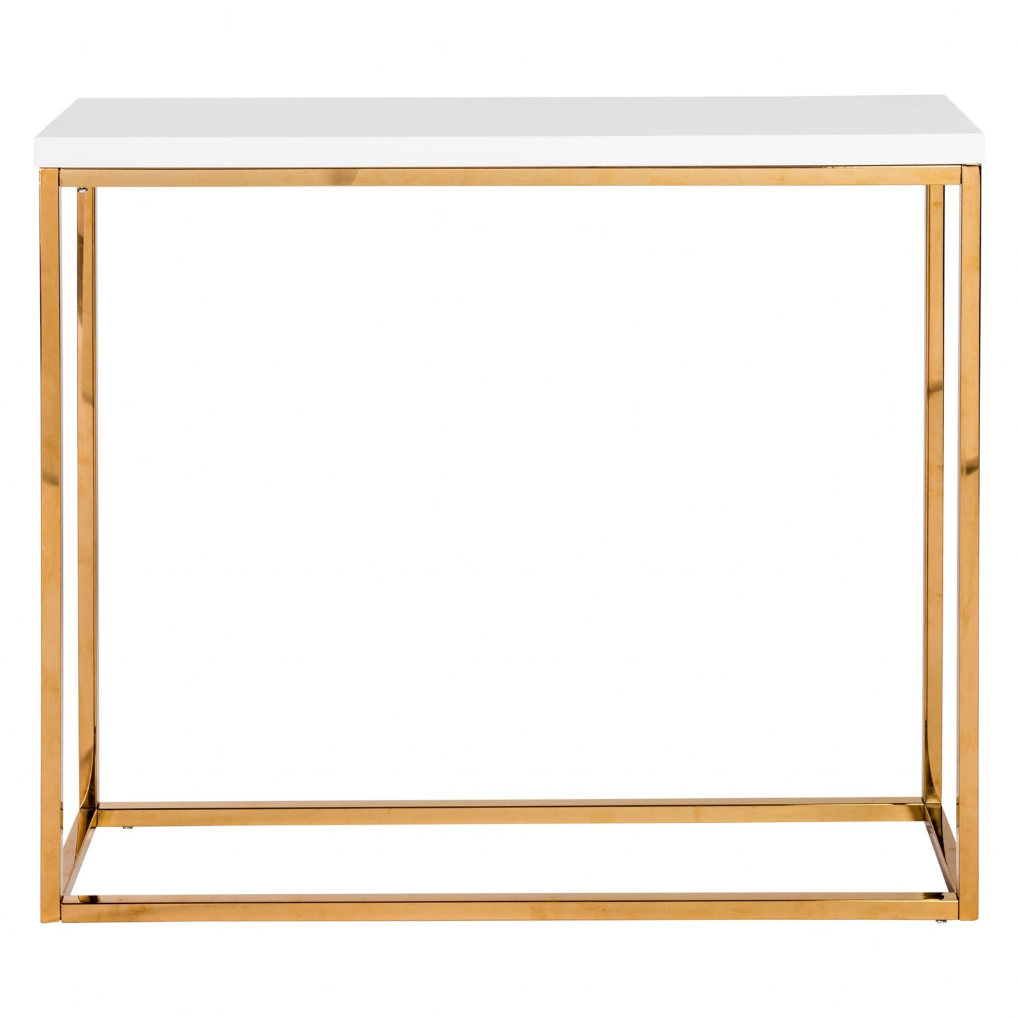 Modern White Gloss andn Gold Console Table By Homeroots