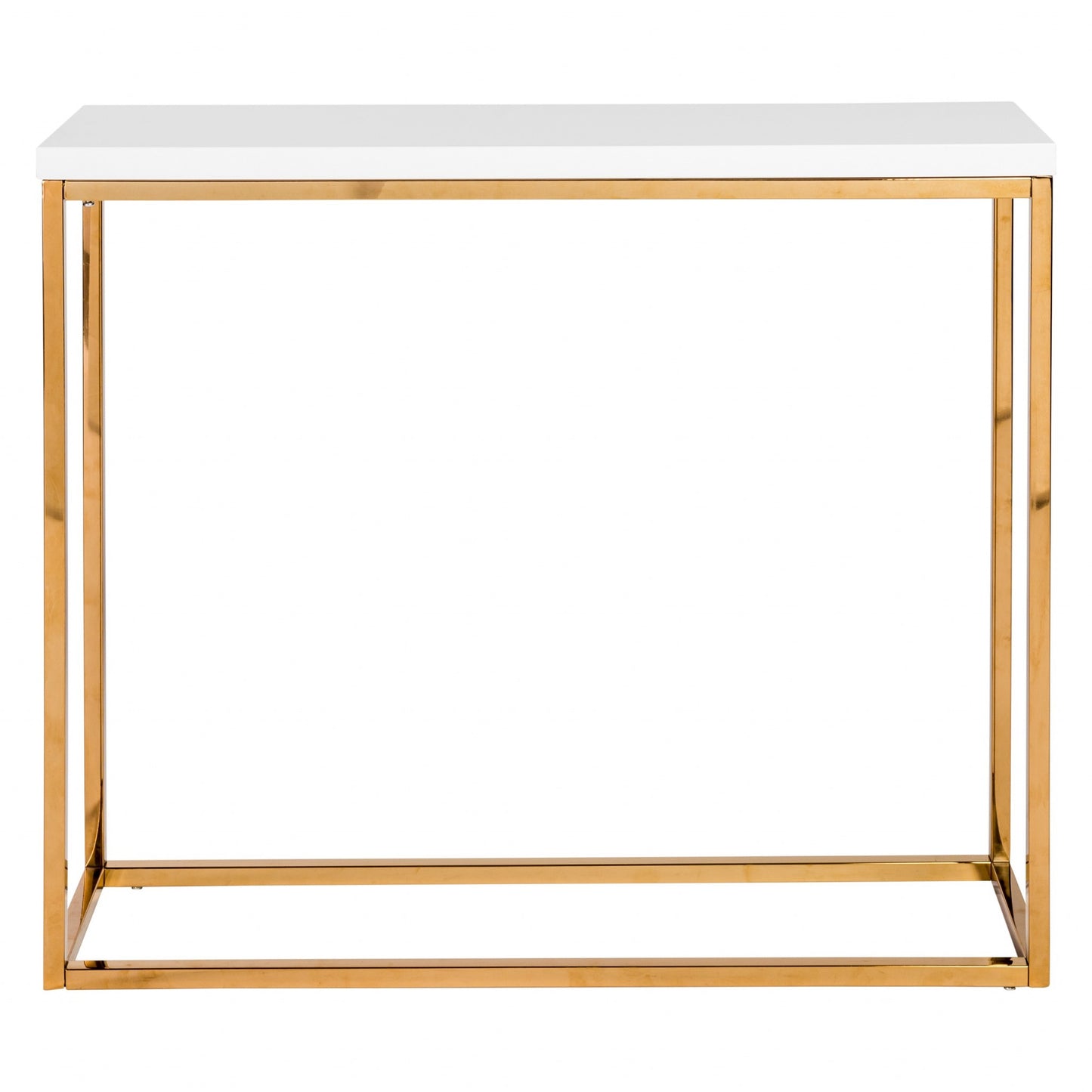 Modern White Gloss andn Gold Console Table By Homeroots | Console Tables | Modishstore
