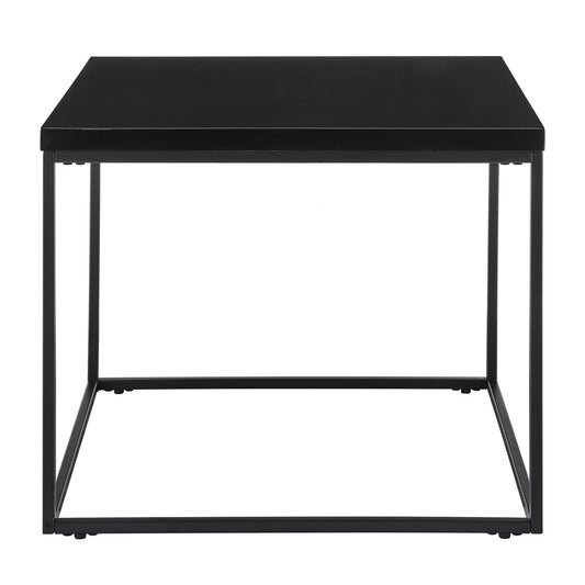 Modern Black Gloss and Matte Black Cube Side Table By Homeroots