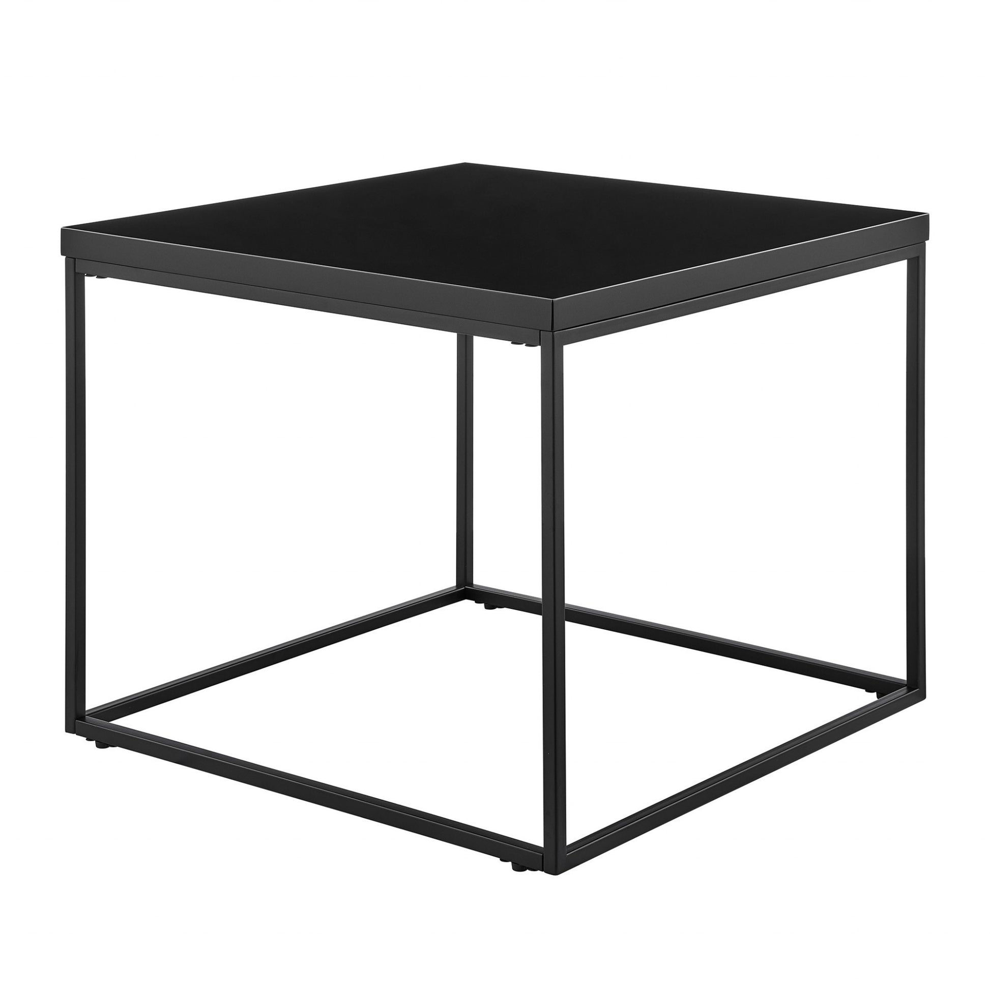 Modern Black Gloss and Matte Black Cube Side Table By Homeroots | Side Tables | Modishstore - 2