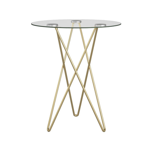 Geometric Clear Glass and Gold Round Table By Homeroots