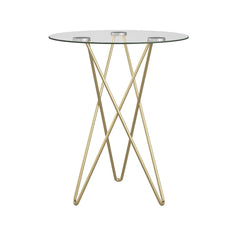 Geometric Clear Glass and Gold Round Table By Homeroots