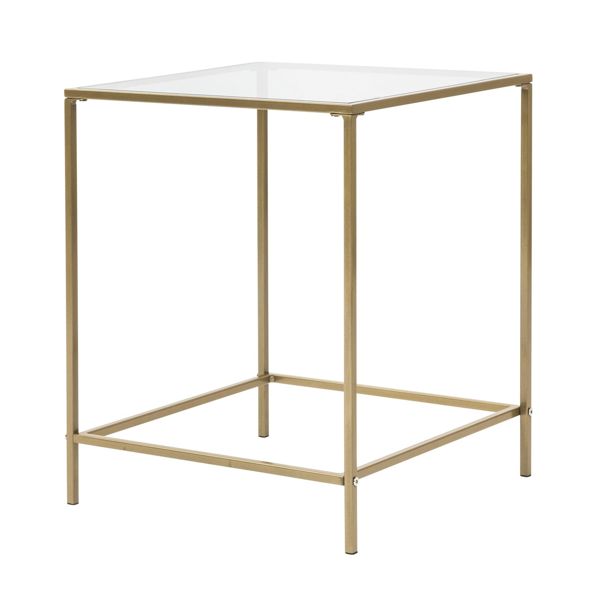 Minimalist Clear Glass and Gold Side Table By Homeroots | Side Tables | Modishstore - 2