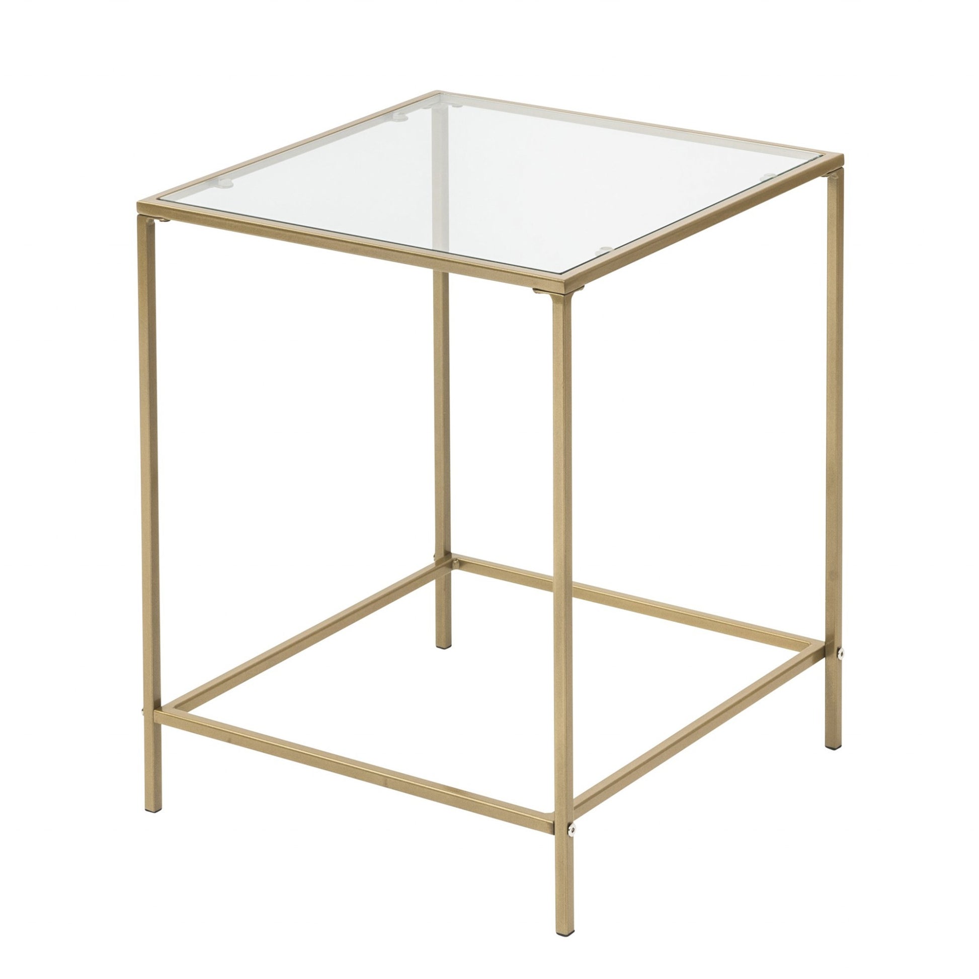 Minimalist Clear Glass and Gold Side Table By Homeroots | Side Tables | Modishstore - 3