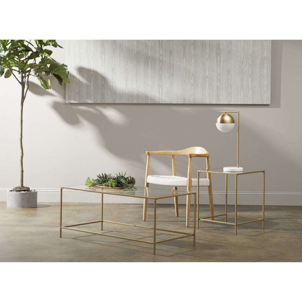 Minimalist Clear Glass and Gold Side Table By Homeroots | Side Tables | Modishstore - 6