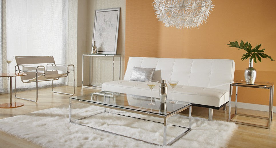 Geo Cube Clear Glass and Chrome End or Side Table By Homeroots