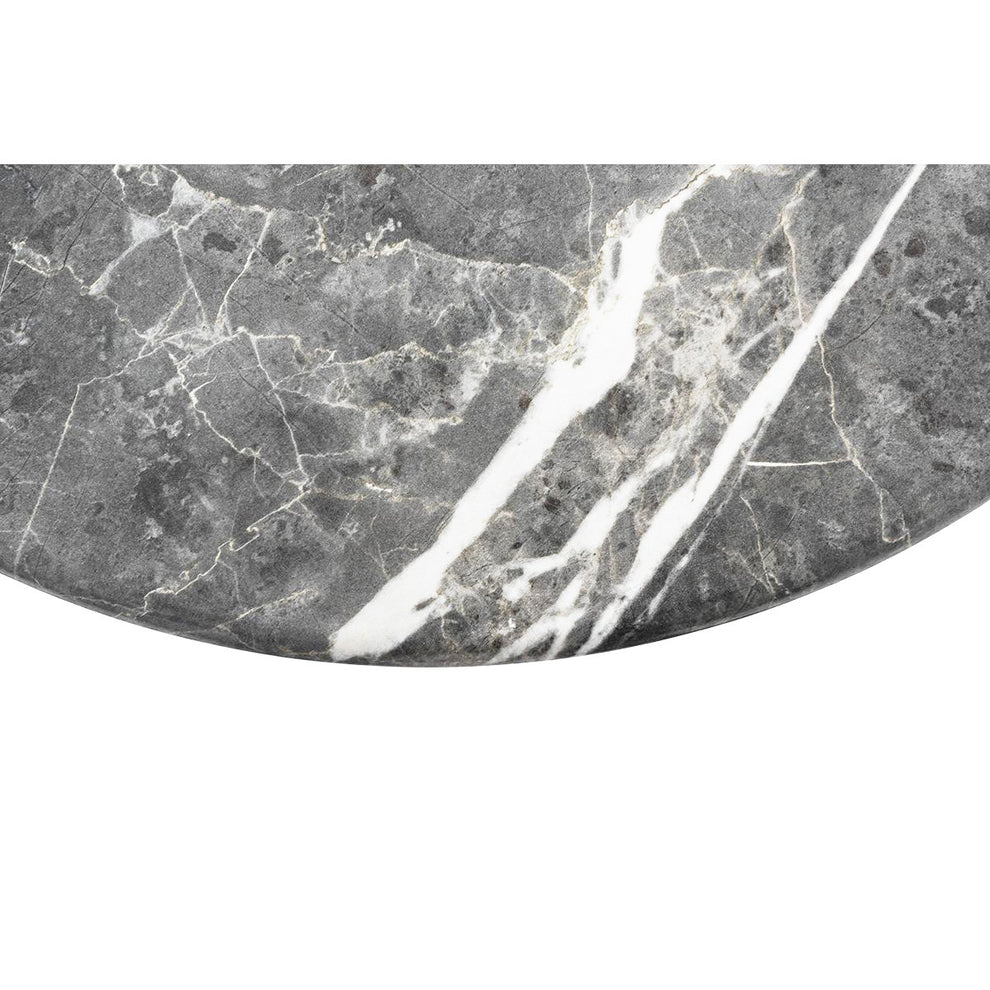 Mod Geo Chrome and Black Round Faux Marble Side Table By Homeroots | Side Tables | Modishstore - 4