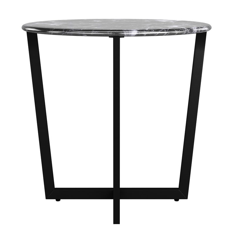 Mod Geo Black and Black Round Faux Marble Side Table By Homeroots | Side Tables | Modishstore