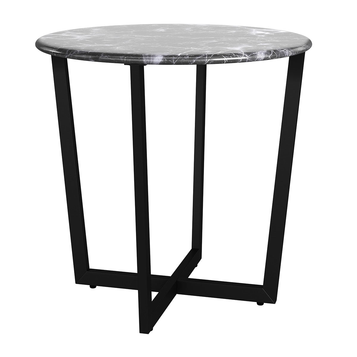 Mod Geo Black and Black Round Faux Marble Side Table By Homeroots | Side Tables | Modishstore - 2