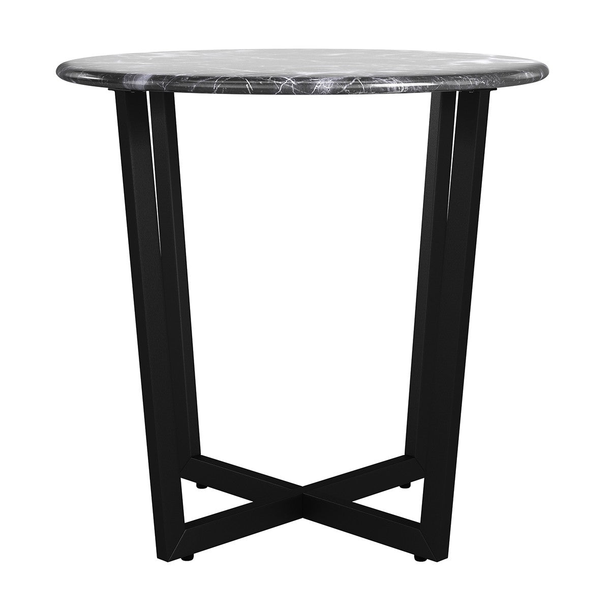 Mod Geo Black and Black Round Faux Marble Side Table By Homeroots
