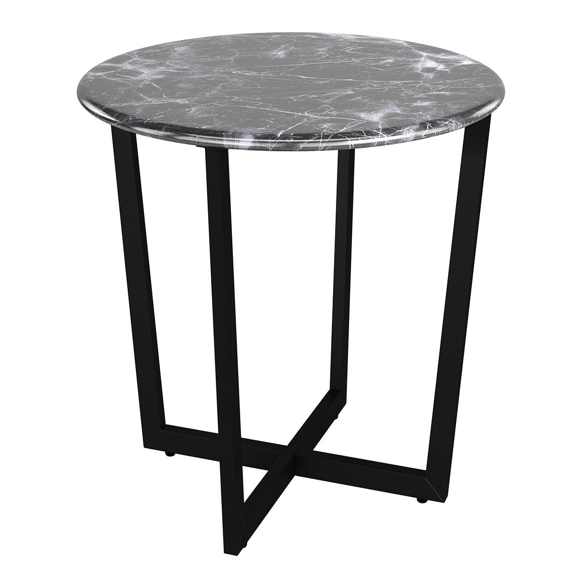 Mod Geo Black and Black Round Faux Marble Side Table By Homeroots | Side Tables | Modishstore - 4
