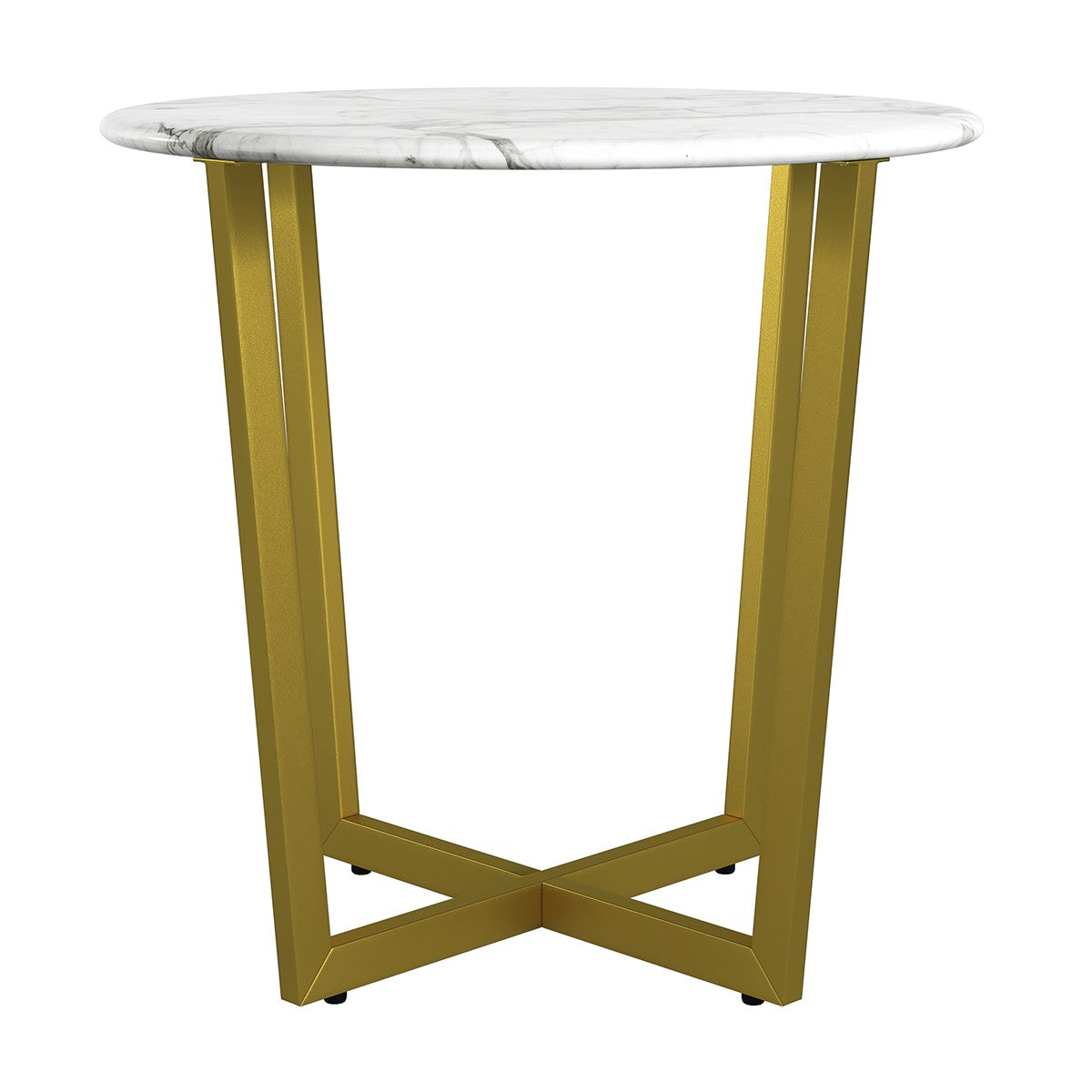 Mod Geo Gold and White Round Faux Marble Side Table By Homeroots | Side Tables | Modishstore