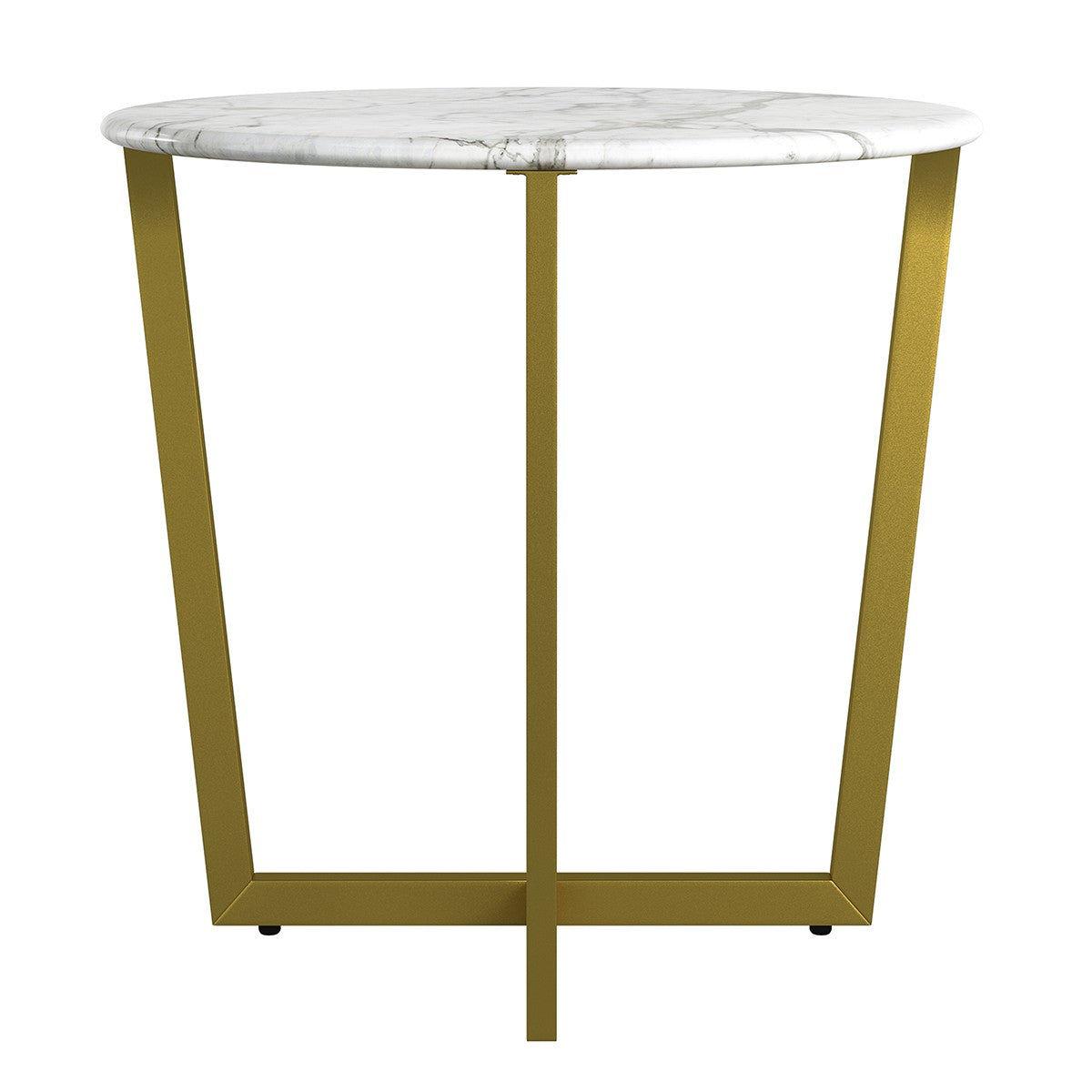 Mod Geo Gold and White Round Faux Marble Side Table By Homeroots | Side Tables | Modishstore - 2