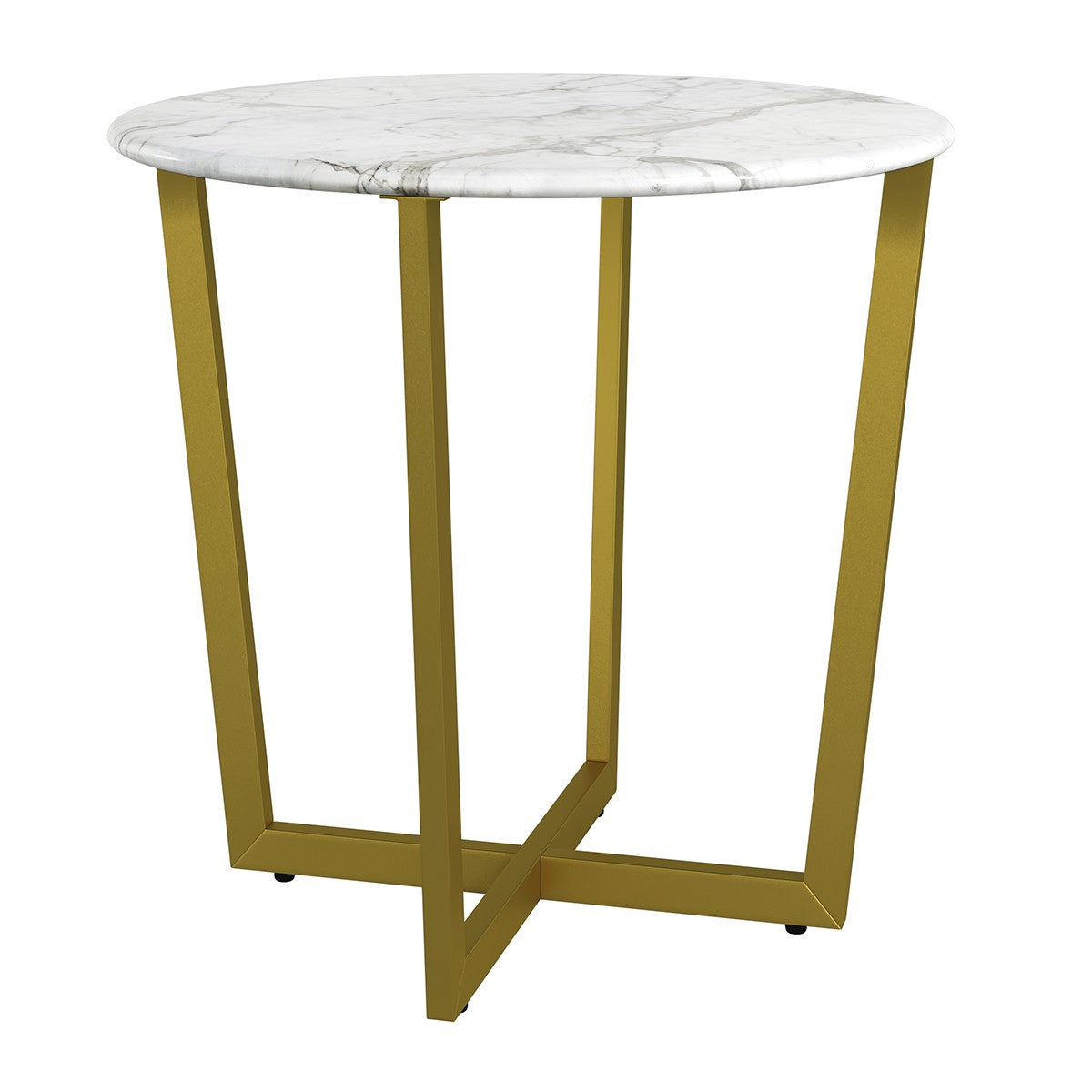 Mod Geo Gold and White Round Faux Marble Side Table By Homeroots | Side Tables | Modishstore - 3