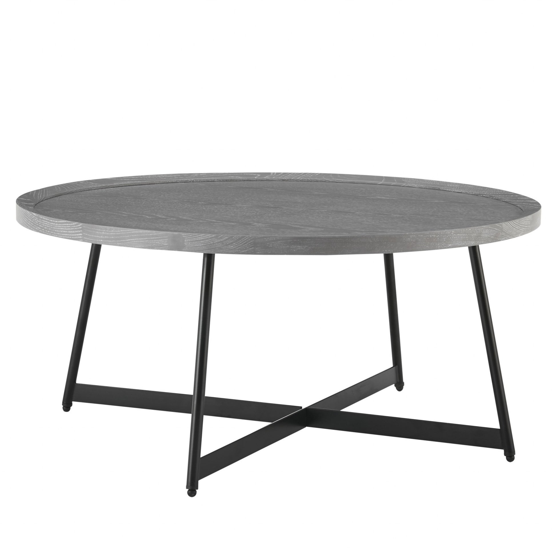 Modern Gray and Black Round Coffee Table By Homeroots | Coffee Tables | Modishstore - 2