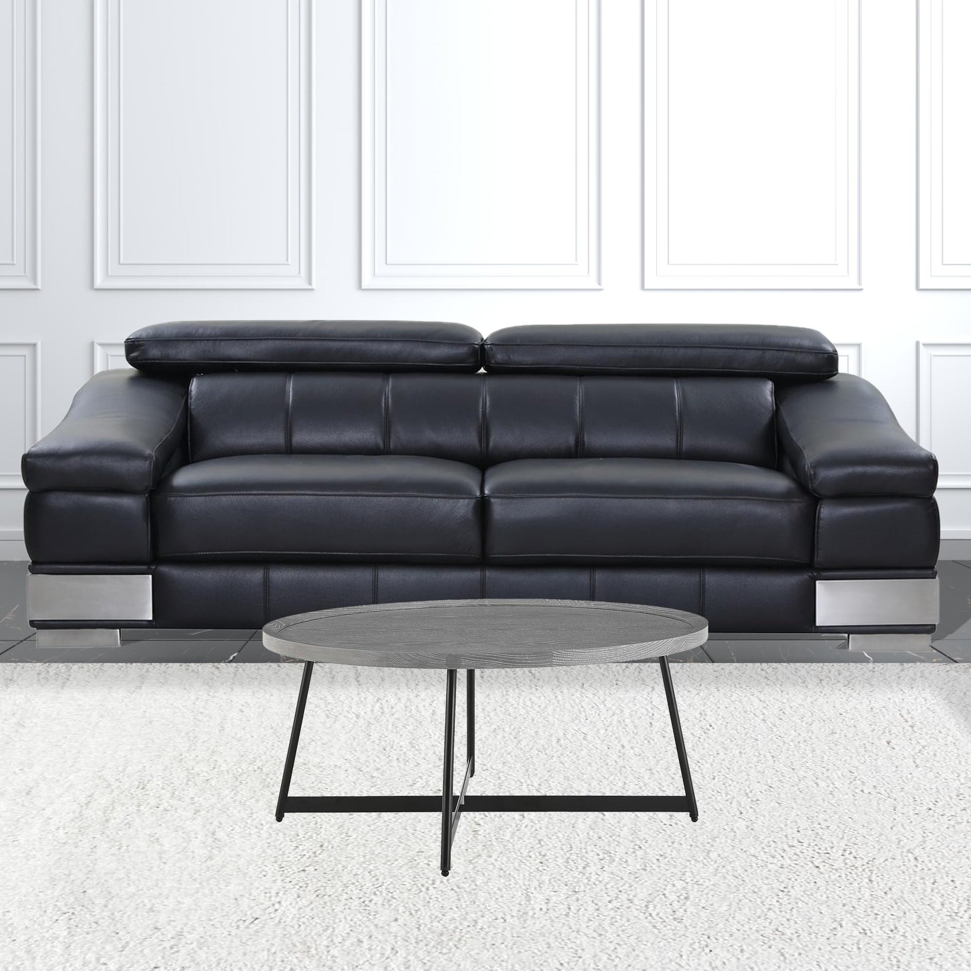 Modern Gray and Black Round Coffee Table By Homeroots | Coffee Tables | Modishstore - 4