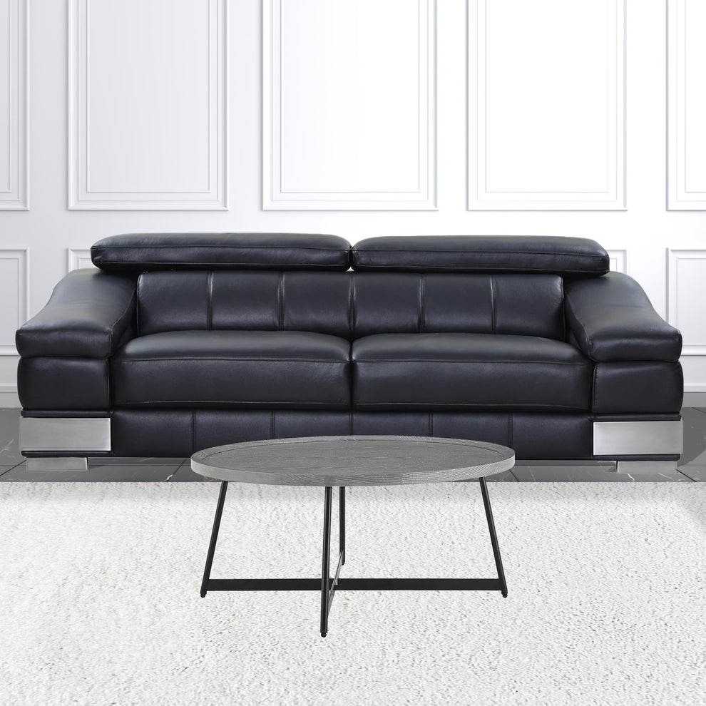 Modern Gray and Black Round Coffee Table By Homeroots | Coffee Tables | Modishstore - 4