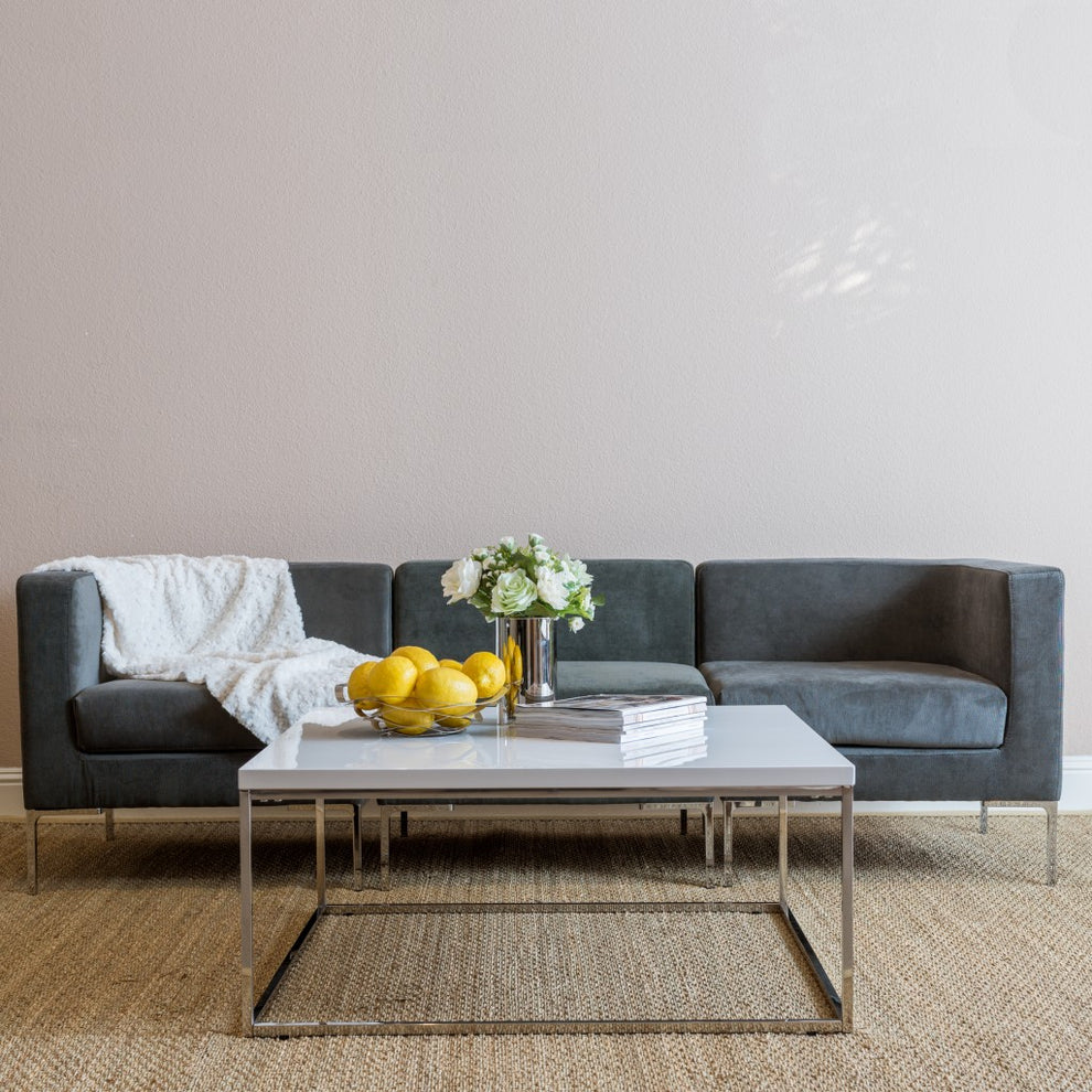 White and Chrome High Gloss Square Coffee Table By Homeroots | Coffee Tables | Modishstore - 6