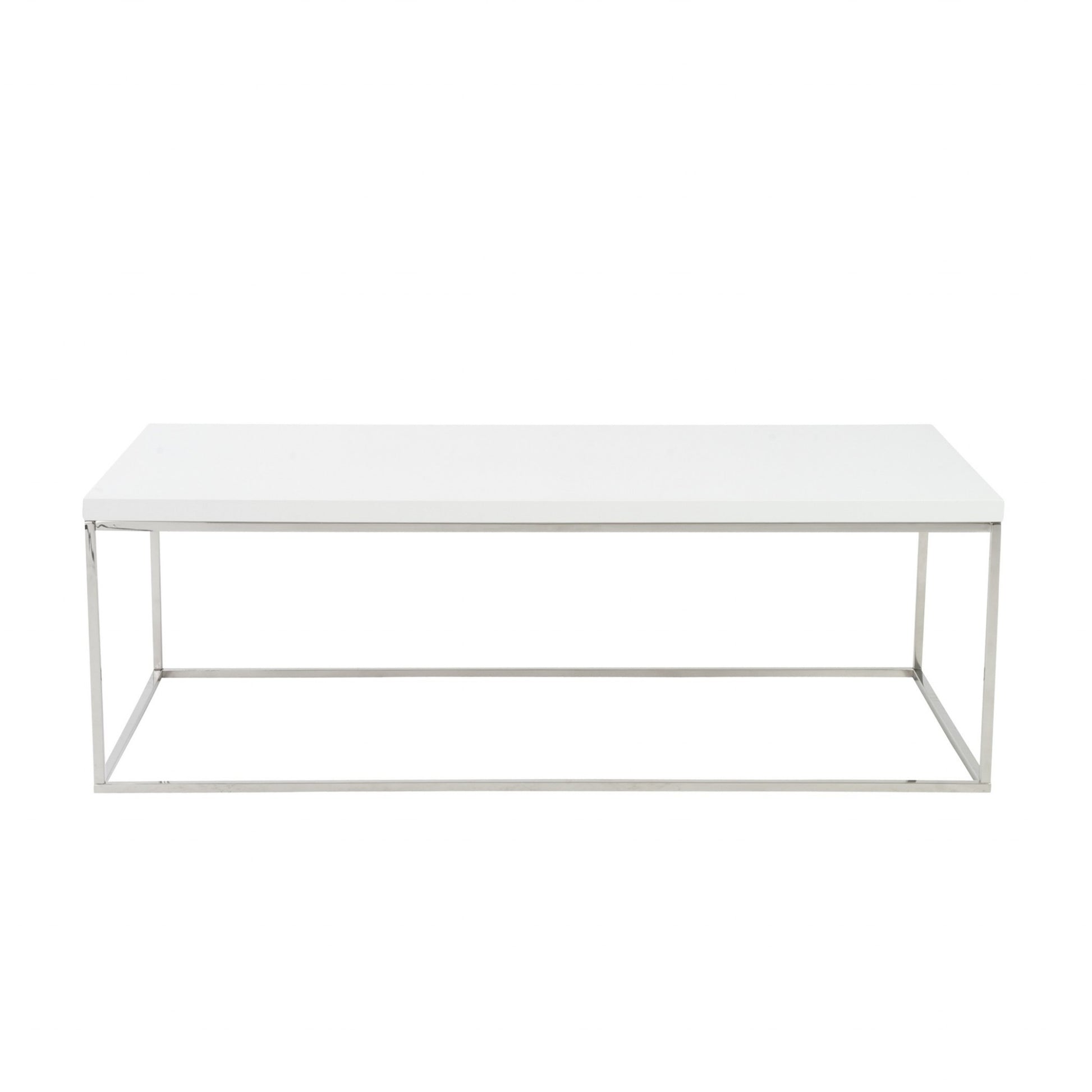 White and Chrome High Gloss Coffee Table By Homeroots | Coffee Tables | Modishstore