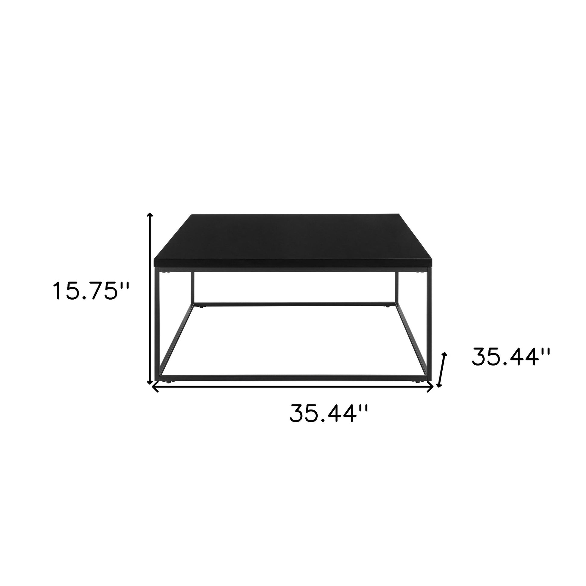 Black on Black High Gloss Square Coffee Table By Homeroots | Coffee Tables | Modishstore - 7