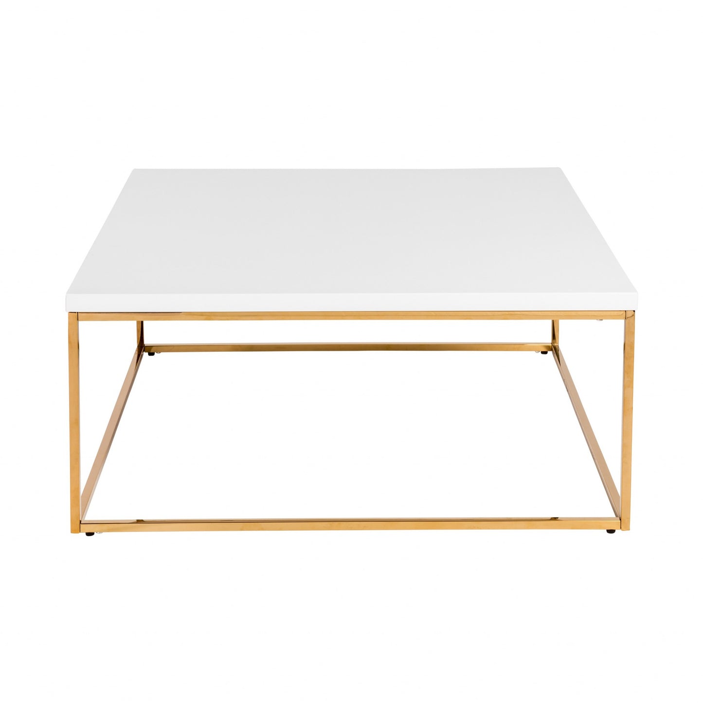 White and Gold Square Coffee Table By Homeroots | Coffee Tables | Modishstore