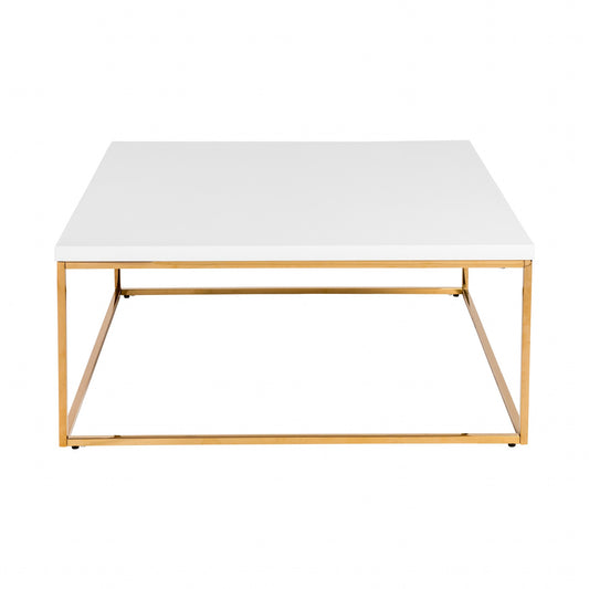 White and Gold Square Coffee Table By Homeroots | Coffee Tables | Modishstore