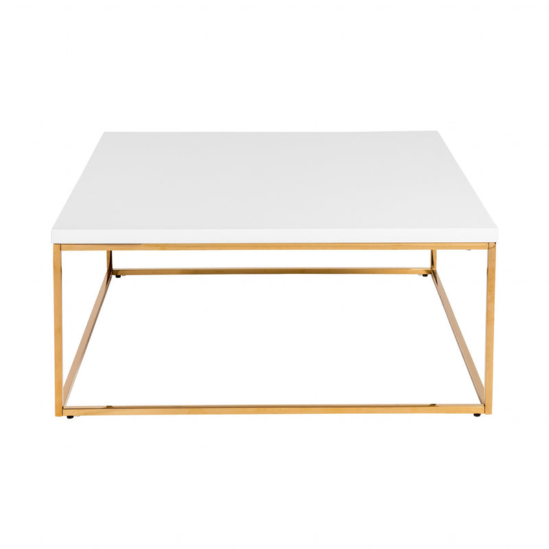 White and Gold Square Coffee Table By Homeroots | Coffee Tables | Modishstore