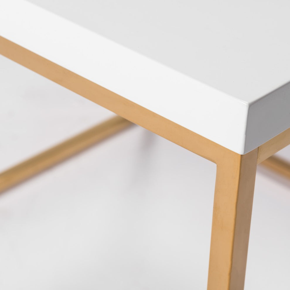 White and Gold Square Coffee Table By Homeroots | Coffee Tables | Modishstore - 4