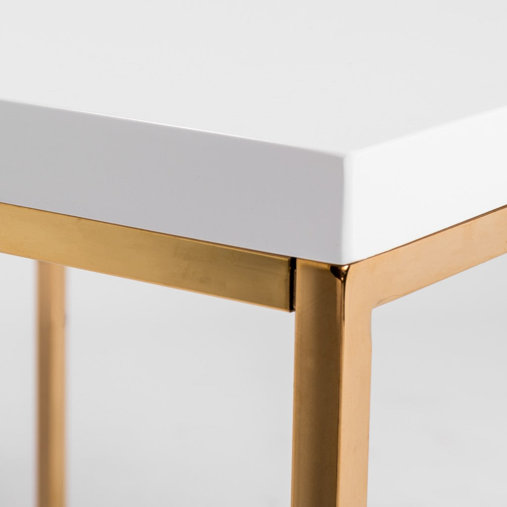 White and Gold Square Coffee Table By Homeroots | Coffee Tables | Modishstore - 3