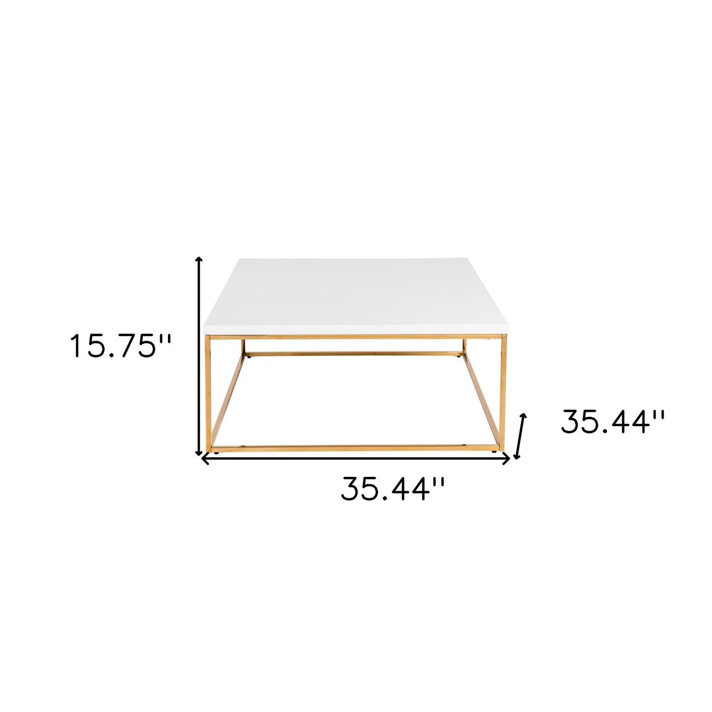 White and Gold Square Coffee Table By Homeroots