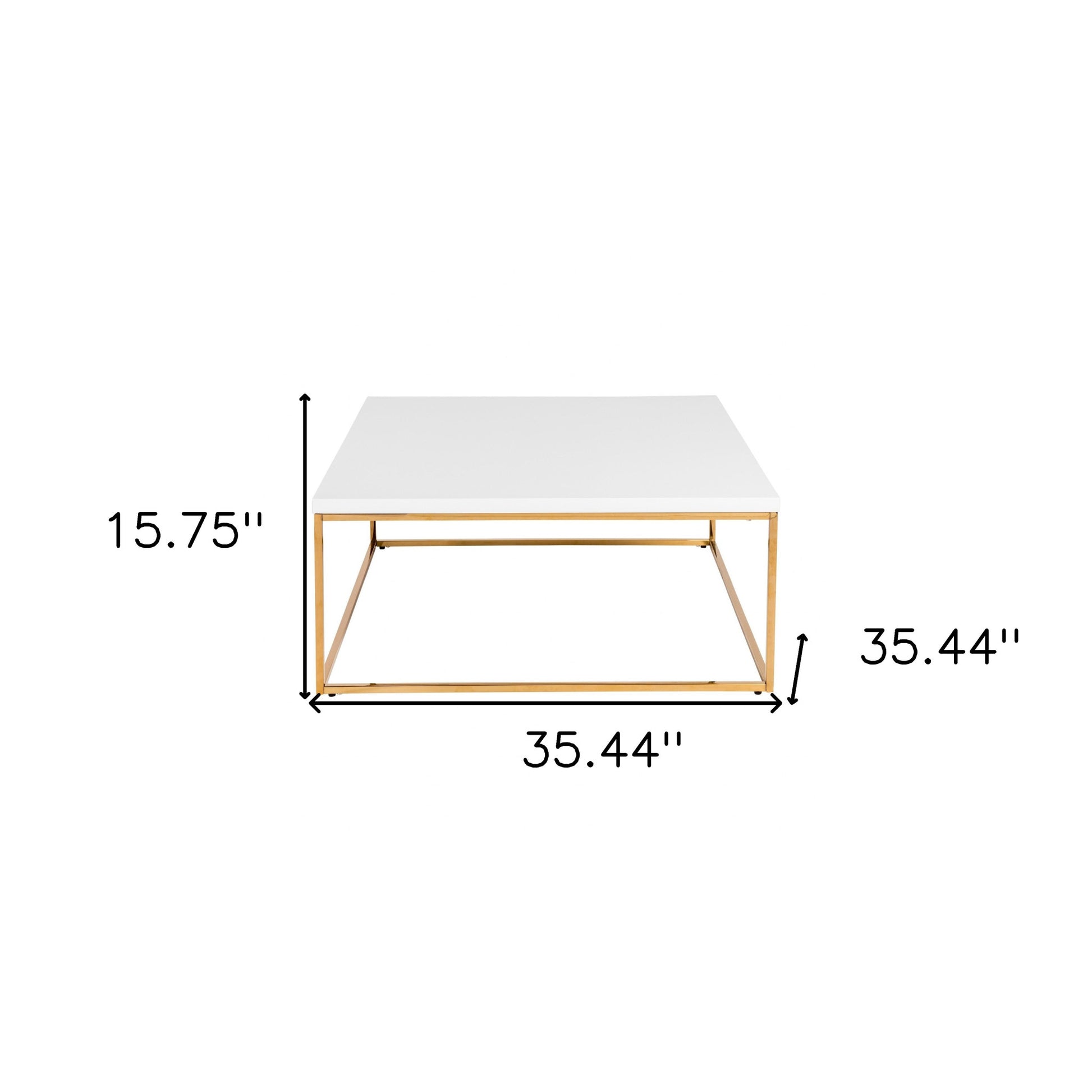 White and Gold Square Coffee Table By Homeroots | Coffee Tables | Modishstore - 5