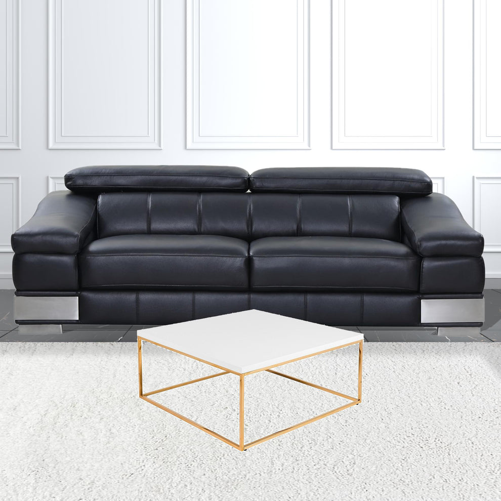 White and Gold Square Coffee Table By Homeroots | Coffee Tables | Modishstore - 2