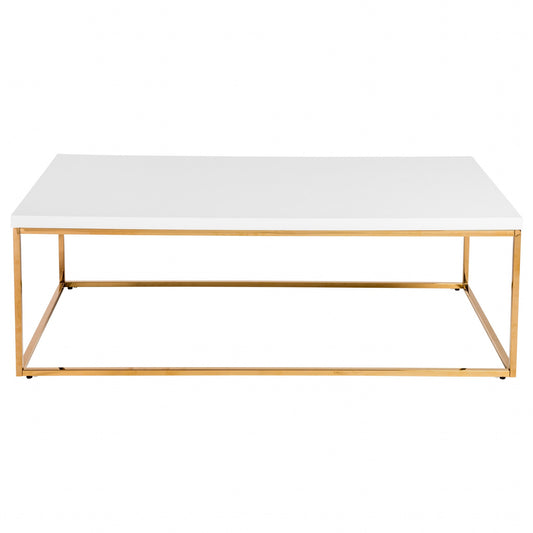 White and Gold High Gloss Coffee Table By Homeroots | Coffee Tables | Modishstore