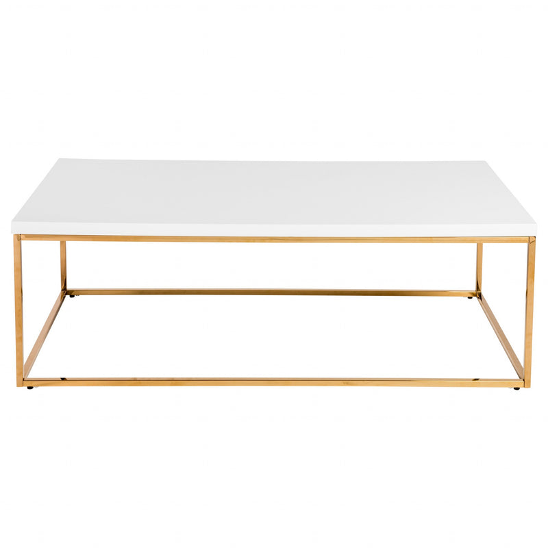 White and Gold High Gloss Coffee Table By Homeroots | Coffee Tables | Modishstore