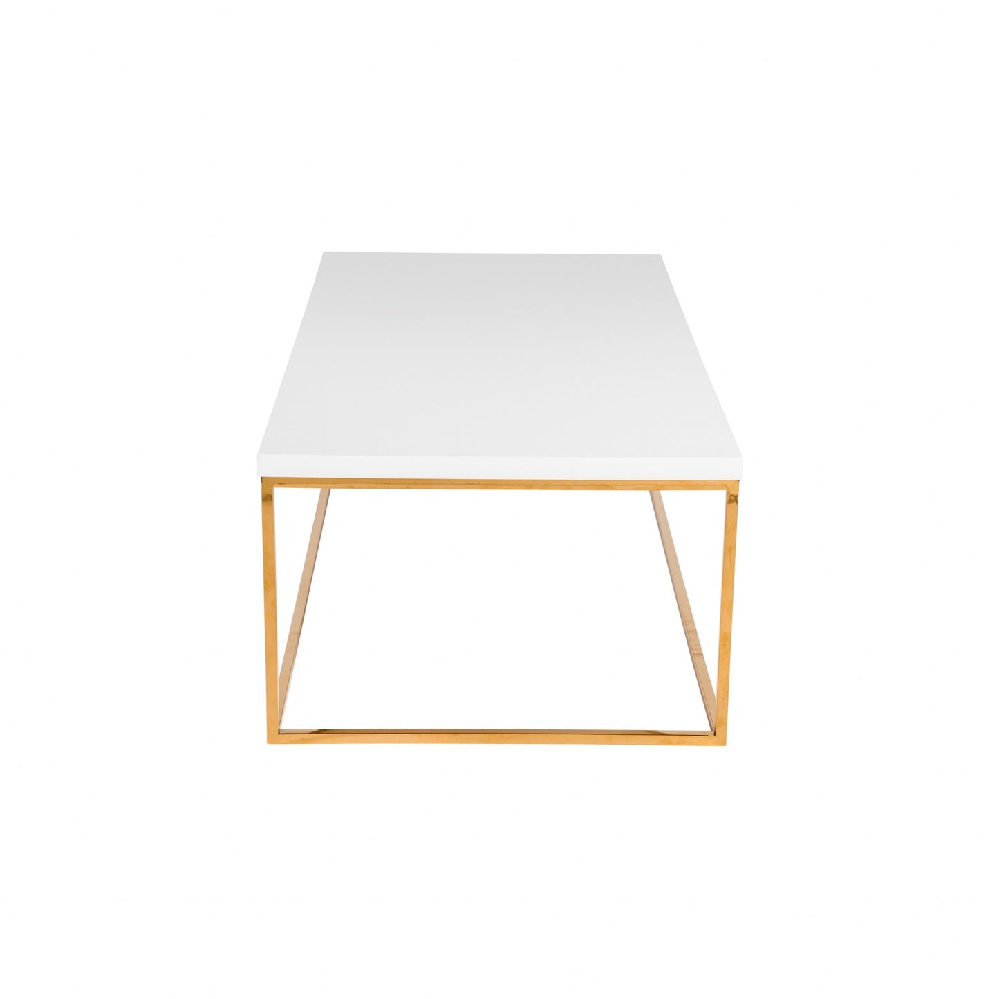 White and Gold High Gloss Coffee Table By Homeroots | Coffee Tables | Modishstore - 2