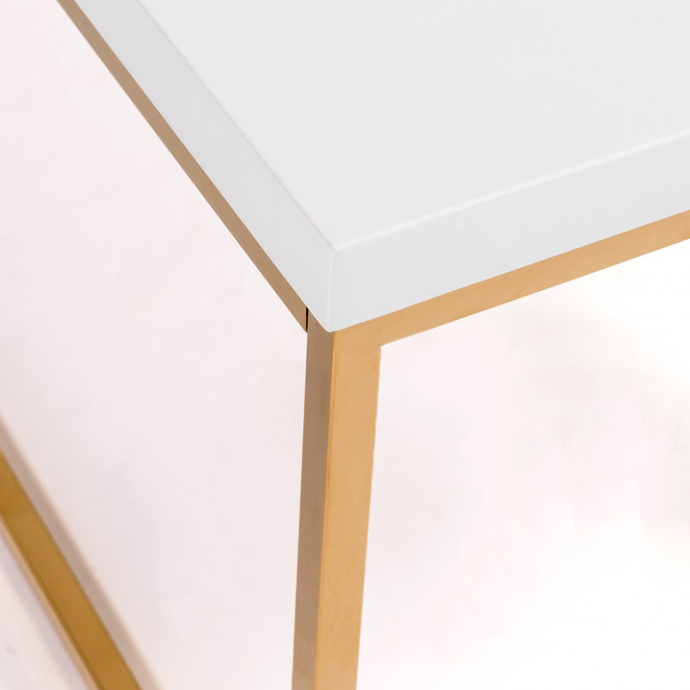 White and Gold High Gloss Coffee Table By Homeroots | Coffee Tables | Modishstore - 5