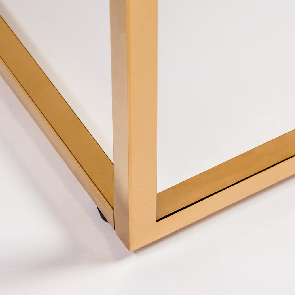 White and Gold High Gloss Coffee Table By Homeroots | Coffee Tables | Modishstore - 6